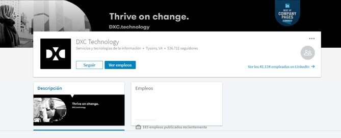 DXC Technology página de empresa en LinkedIn