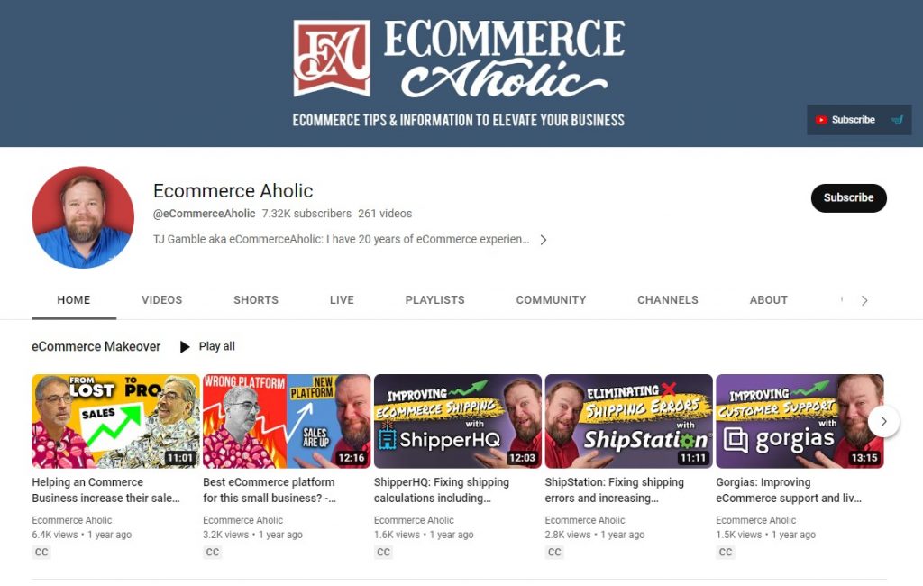 ecommerce aholic youtube channel